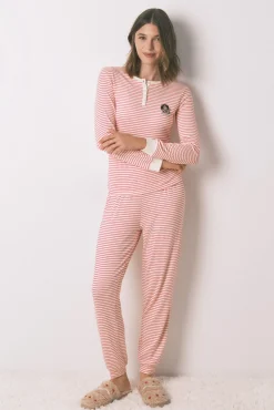 Pijama largo punto extra suave rayas Mafalda