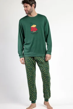 Pijama largo Snoopy 100% algodón para hombre