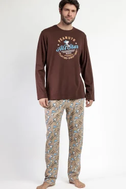 Pijama largo Snoopy 100% algodón para hombre