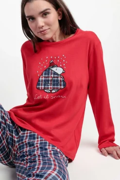 Pijama largo Snoopy cuadros 100% algodón