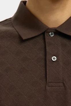 Polo jacquard de manga larga 100% algodón orgánico