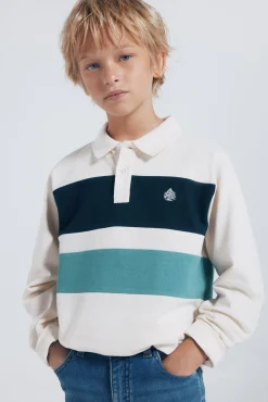 Polo manga larga detalle rayas niño