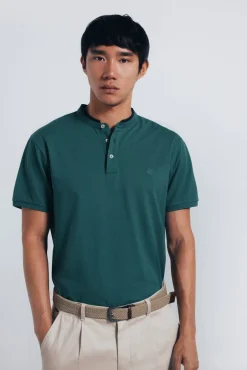 Polo piqué cuello mao slim fit