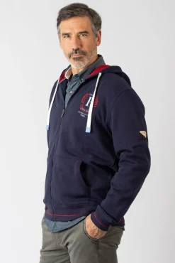Sudadera abierta con capucha y bolsillos
