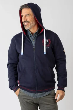 Sudadera abierta con capucha y bolsillos