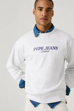 Sudadera de cuello redondo con logo frontal y estampado trasero.