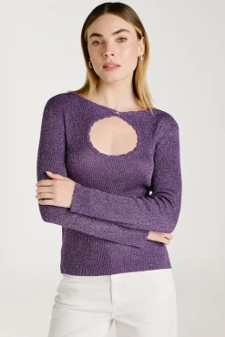 Top de punto reversible con lúrex