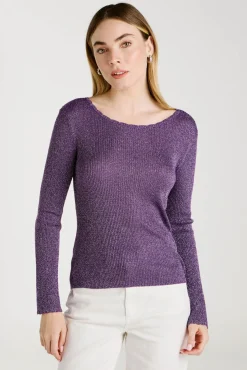 Top de punto reversible con lúrex