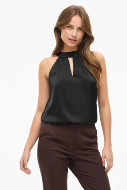 Top satinado cuello halter