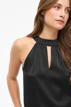 Top satinado cuello halter
