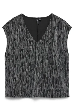 Top sin mangas cuello pico con lúrex