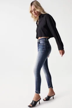 Vaqueros faith push in cropped lavado premium