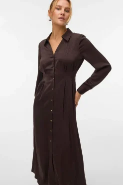 Vestido camisero efecto satinado