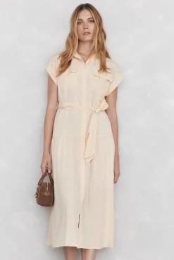 Vestido camisero sin mangas largo midi