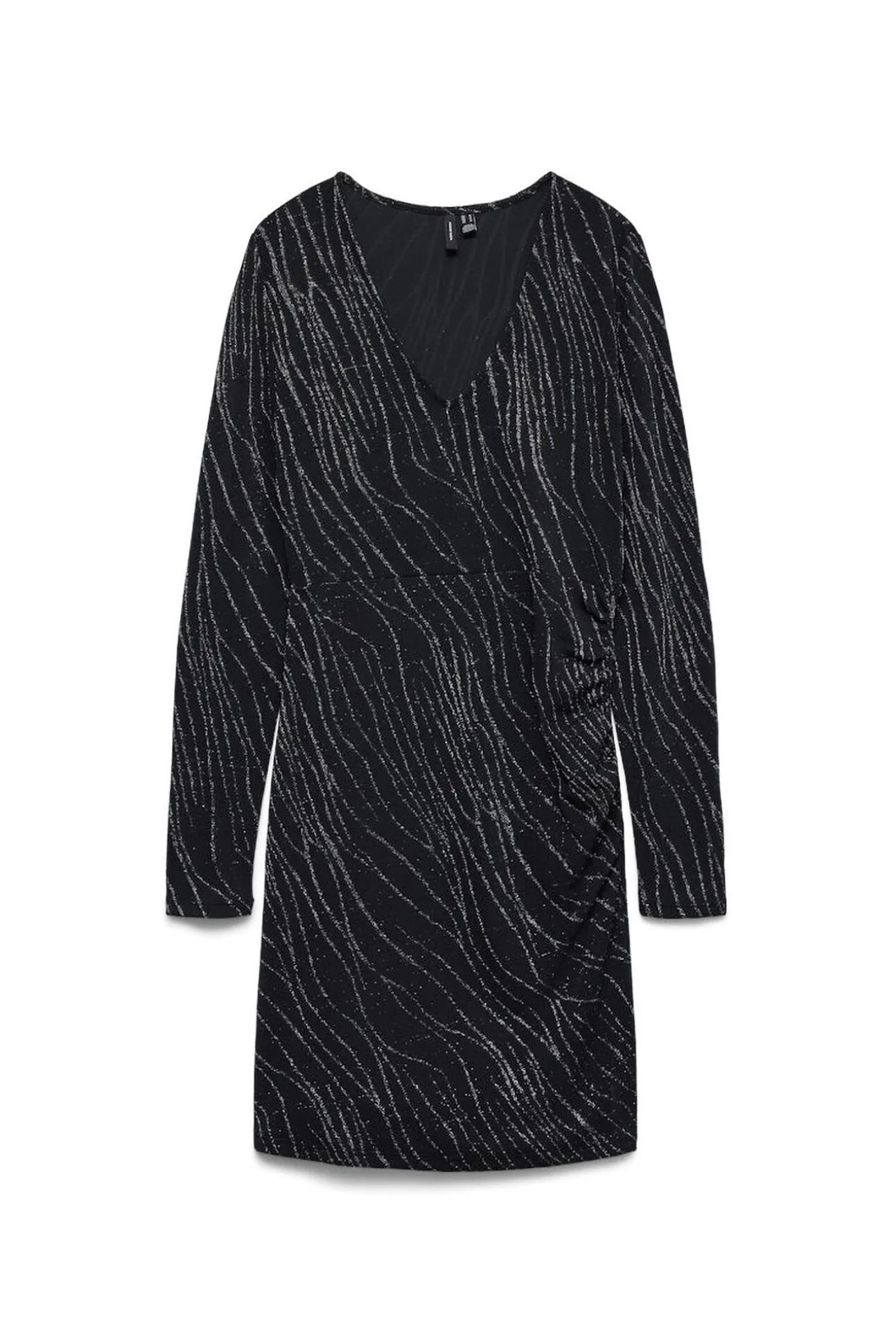 Vestido corto de manga larga lúrex