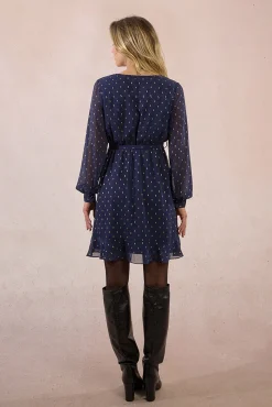 Vestido corto de manga larga estampado
