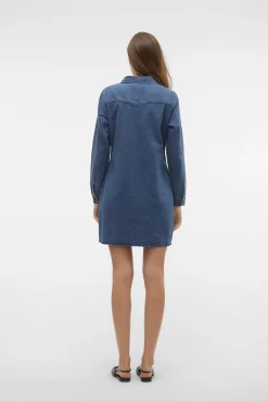 Vestido corto vaquero manga larga