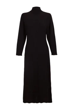 Vestido cuello alto canalé