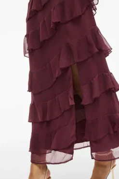 Vestido de fiesta midi con volantes