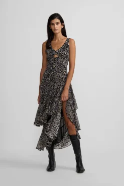 Vestido largo estampado animal print