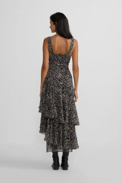 Vestido largo estampado animal print