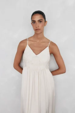 Vestido lencero detalle frunces