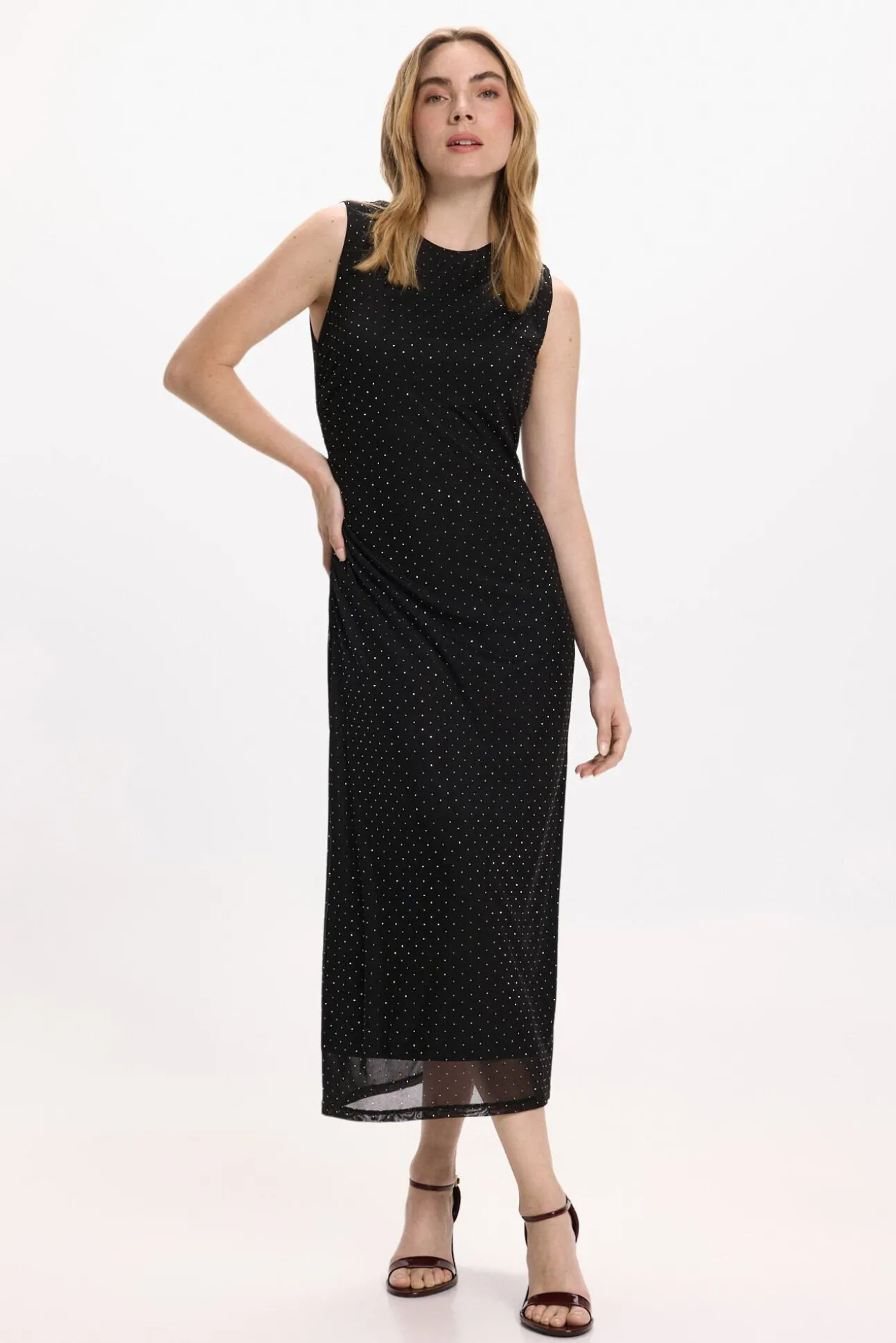 Vestido midi con brillos
