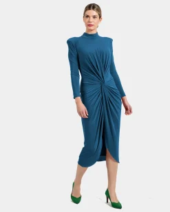 Vestido midi con nudo frontal