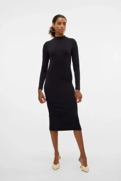 Vestido midi de manga larga