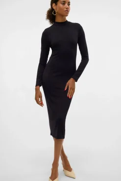 Vestido midi de manga larga