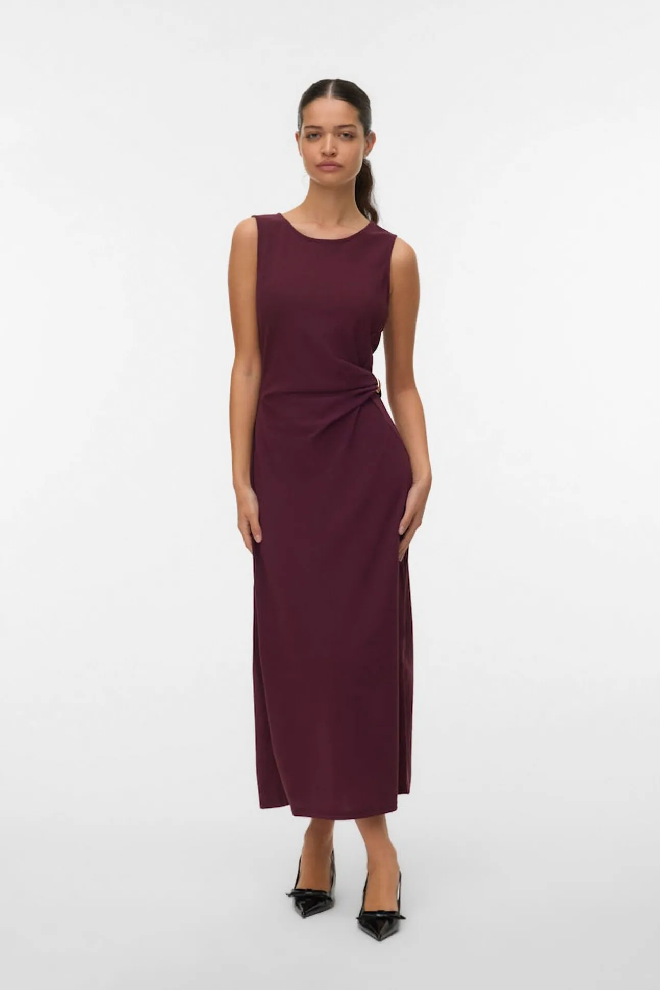 Vestido midi detalle hebilla