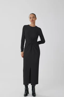 Vestido midi manga larga
