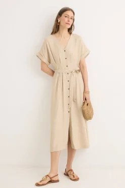 Vestido midi pliegues