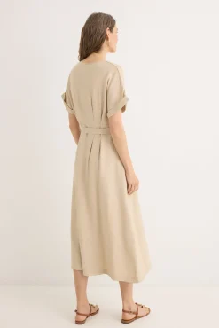 Vestido midi pliegues