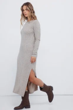 Vestido midi punto pointelle