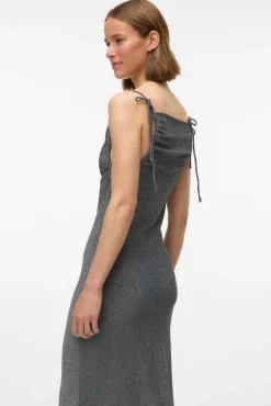 Vestido midi tejido metalizado