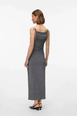Vestido midi tejido metalizado
