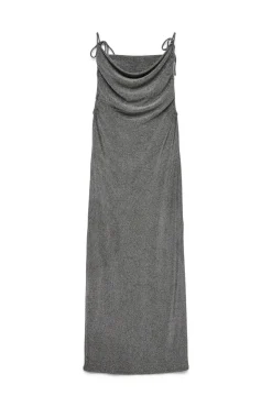 Vestido midi tejido metalizado