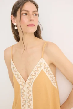 Vestido puntilla algodón contraste