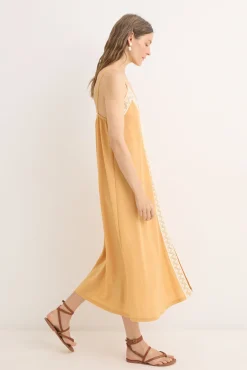 Vestido puntilla algodón contraste