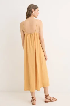 Vestido puntilla algodón contraste