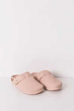 Zapatillas tipo zueco pelo rosa