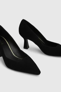 Zapatos de salón ante con escote cuadrado